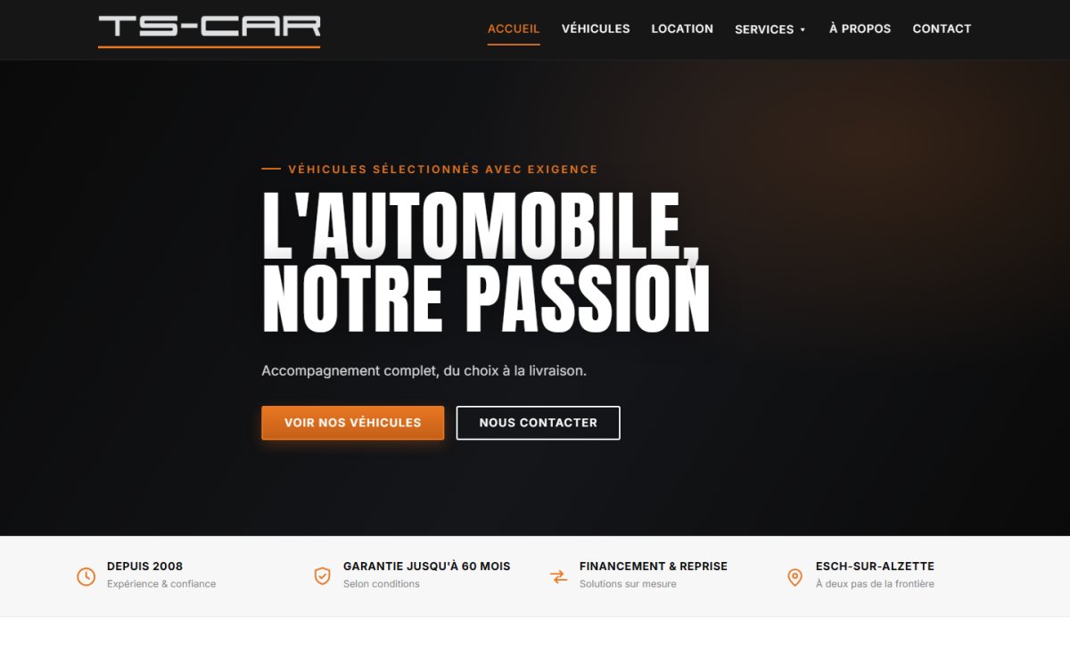 Site web TS CAR : négoce de véhicules d'occasion au Luxembourg